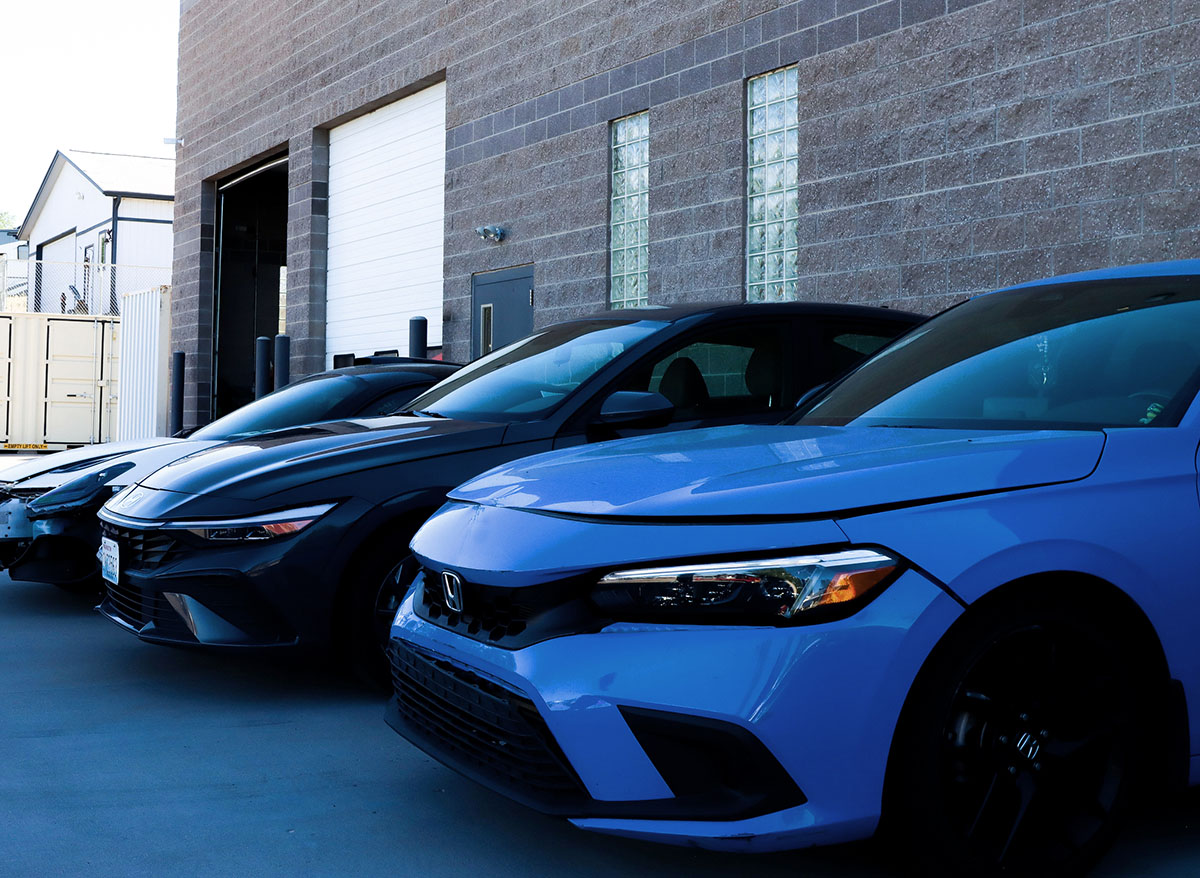 Hampden Auto Body lot full of cars for collision repair Hampden Auto Body lot full of cars for collision repair